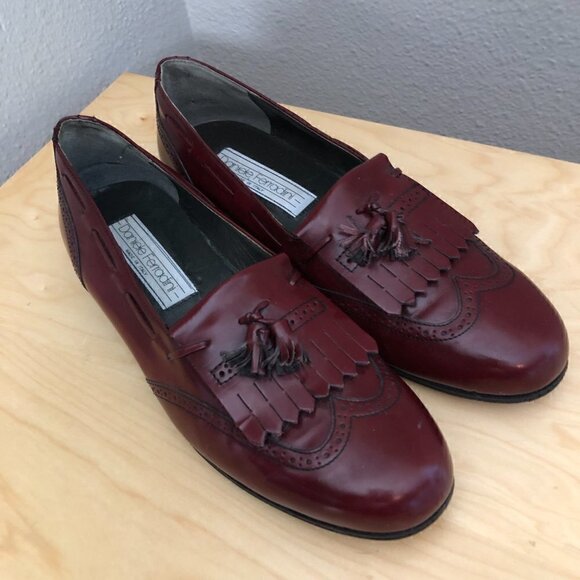 Vintage DANIELE FERRADINI Burgundy Wingtip Loafers Women's 8.5 - 9 Made in Italy - Picture 7 of 10